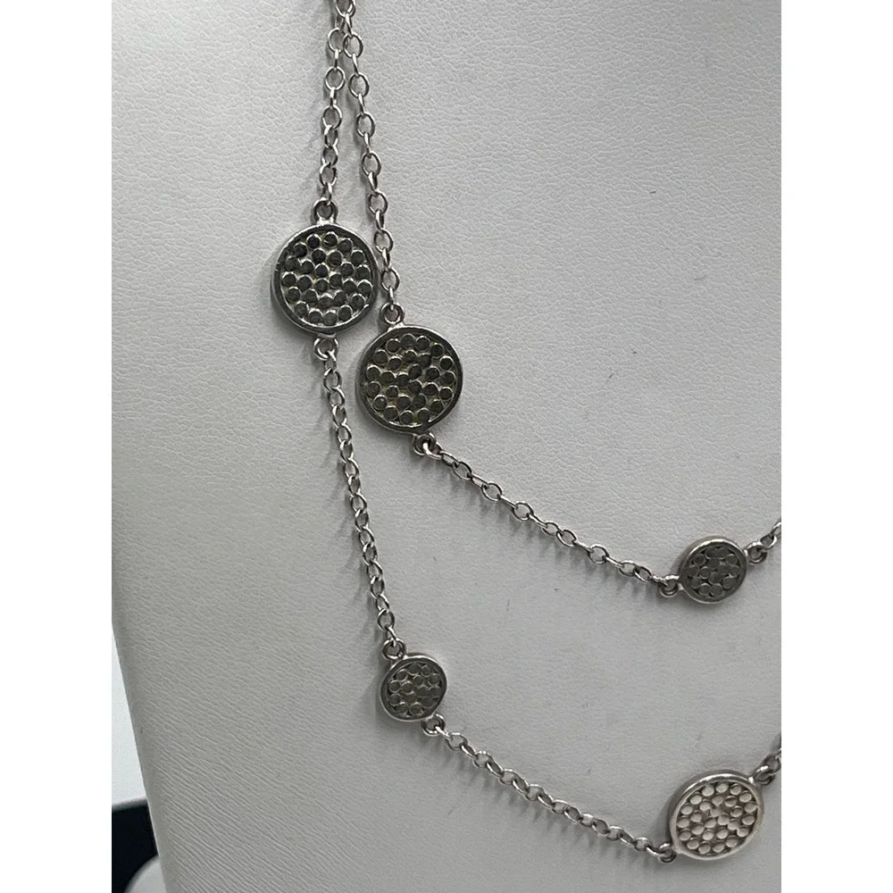 Anna Beck Sterling Silver Bali Long Dotted Multi-Disc Station Necklace‎ Toggle